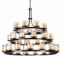 Люстра подвесная 35015+12+9/С Newport белая на 36 ламп, основание чёрное в стиле кантри Люстра подвесная 35015+12+9/С Newport белая на 36 ламп, основание чёрное в стиле кантри